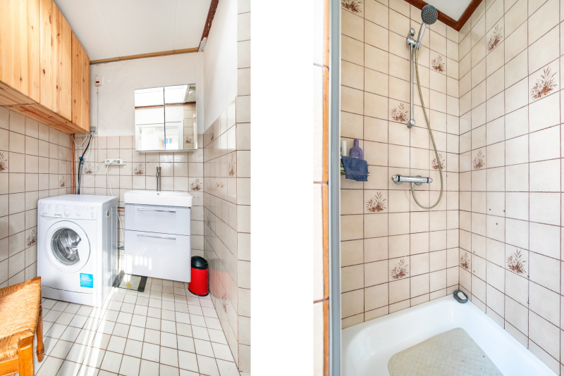 Bijkeuken en badkamer